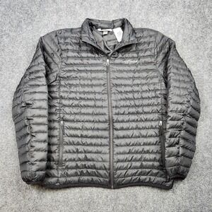 Eddie Bauer Jacket Mens Medium Black EB650 Down Puffer Quilted Lightweight